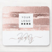 Monogramm-Rose mit benutzerdefinierten Logo, rosa  Mousepad (Vorne)