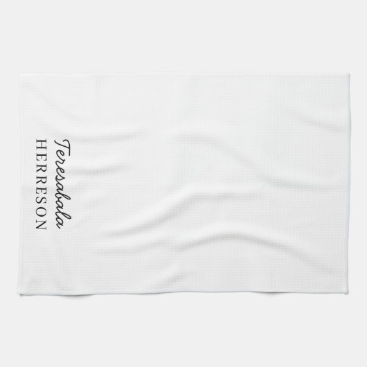 Monogramm Rosé Modern Minimalistisch Weiblich Geschirrtuch (Horizontal)