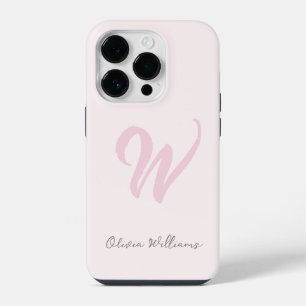 Monogramm Rosé Modern Minimalistisch Weiblich iPhone 14 Pro Hülle