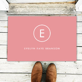 Monogramm Rose Pink Feminine Girly Minimal Fußmatte