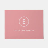 Monogramm Rose Pink Feminine Girly Minimal Fußmatte (Vorderseite)