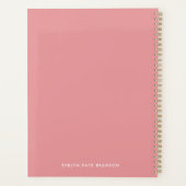 Monogramm Rose Pink Feminine Girly Minimal Planer (Rückseite)