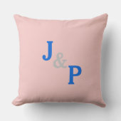 Monogramm Rose Quarz Blaupasten Hochzeitskissen Kissen (Vorderseite)