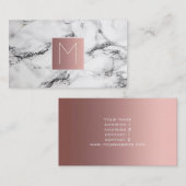 Monogramm-Rose rosa auf schwarz-weißem Marmor Visitenkarte (Vorne/Hinten)