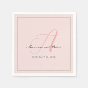 Monogramm-Rose Rosa, Blush und Dove Gray Serviette