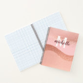 Monogramm Rose Rosa Glitzer Notizblock (Innenseite)