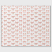 Monogramm Rosé-Schleife Wasserfarbe Geschenkpapier (Flach)