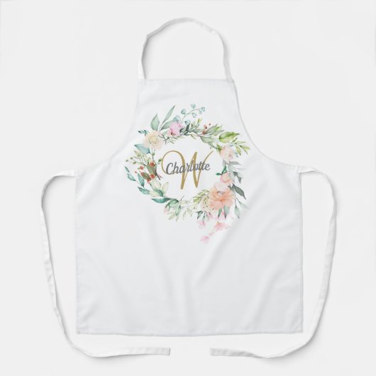 Monogramm-Rose Schürze (Vorderseite)