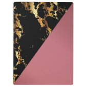 Monogramm-Rose, Schwarz-Gold-Marmor Klemmbrett (Rückseite)