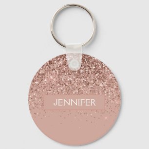 Monogramm Roségold Glitter & Funkeln Schlüsselanhänger
