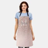 Monogramm Roségold Glitter Rosa Mädchenhaft Skript Schürze (Getragen)