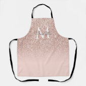 Monogramm Roségold Glitter Rosa Mädchenhaft Skript Schürze (Vorderseite)