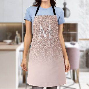 Monogramm Roségold Glitter Rosa Mädchenhaft Skript Schürze