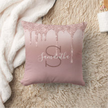 Monogramm Roségold Glitter-Tropf Blush Rosa Trend