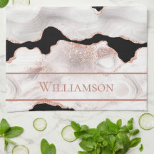 Monogramm Roségold Glitterachat Schwarz Weiß Wirbe