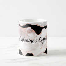 Monogramm Roségold Glitterachat Schwarz Weiß Wirbe