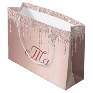 Monogramm roségold glitzer rosa luxuriöse Hochzeit Große Geschenktüte