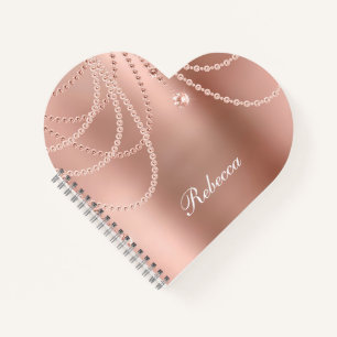 Monogramm Roségold Perlen Diamanten Bling Glam Notizblock