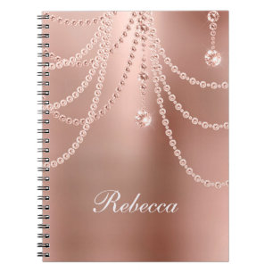 Monogramm Roségold Perlen Diamanten Bling Glamour  Notizblock