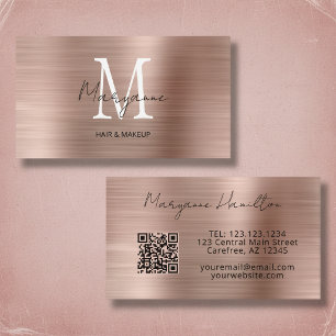 Monogramm Roségold QR Visitenkarte