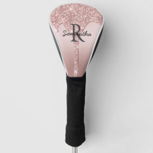 Monogramm-Roségold-Tropf-Glitter-Blush-Pink-Trendy Golf Headcover