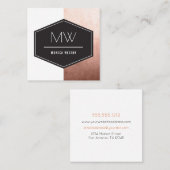 Monogramm-Rosen-Gold Quadratische Visitenkarte (Vorne/Hinten)