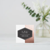 Monogramm-Rosen-Gold Quadratische Visitenkarte (Stehend Vorderseite)