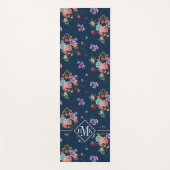 Monogramm | Rosenstrauß Blumenmuster Yogamatte (Vorderseite)