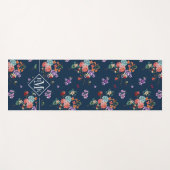 Monogramm | Rosenstrauß Blumenmuster Yogamatte (Vorderseite (Horizontal))