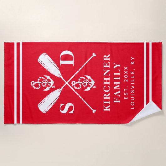 Monogramm Rot für die Motorenfamilie der Nauktoren Strandtuch (Vorderseite)