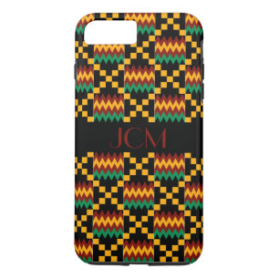 Monogramm, rot, gelb, grün, schwarz Kente Tuch Case-Mate iPhone Hülle