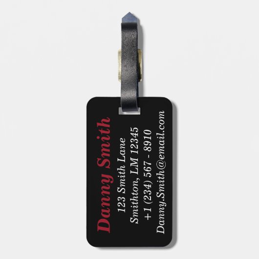 Monogramm (rot) gepäckanhänger (Rückseite vertikal)