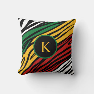 Monogramm Rot Grün Gelb Schwarz Black History Mont Kissen
