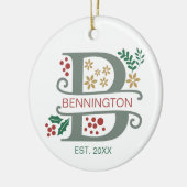 Monogramm Rot, Grün und Goldbuchstabe "B" mit Name Keramik Ornament (Links)