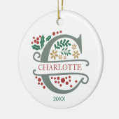 Monogramm, rot, grün und Goldbuchstabe "C" mit Nam Keramik Ornament (Links)