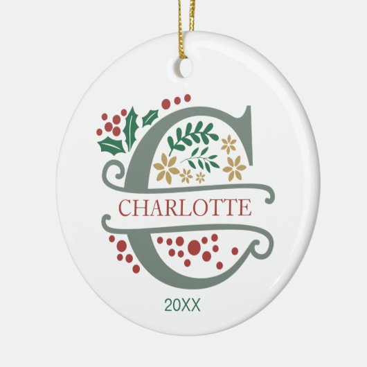 Monogramm, rot, grün und Goldbuchstabe "C" mit Nam Keramik Ornament (Links)