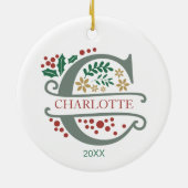 Monogramm, rot, grün und Goldbuchstabe "C" mit Nam Keramik Ornament (Hinten)