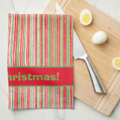 Monogramm Rot, Grün und Weiß Streifen Geschirrtuch (Viertel Falte)
