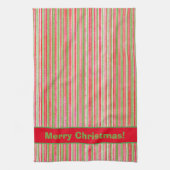 Monogramm Rot, Grün und Weiß Streifen Geschirrtuch (Vertikal)