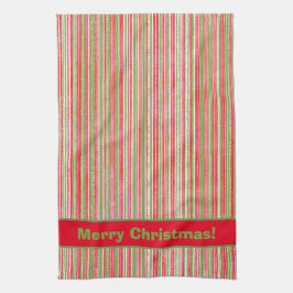 Monogramm Rot, Grün und Weiß Streifen Geschirrtuch