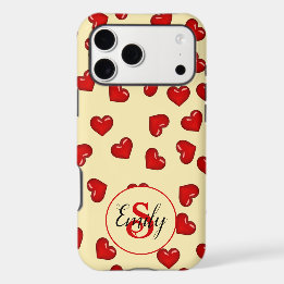 Monogramm-Rot-Herzen-Muster Individuelles Romantis