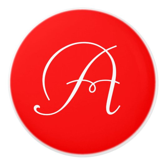 Monogramm Rot Keramikknauf (Vorderseite)