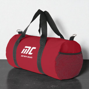Monogramm Rot Minimalistisch Weiß Name Benutzerdef Duffle Bag
