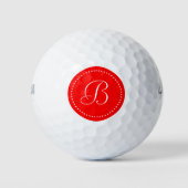 Monogramm Rot mit Punkten Golfball (Vorderseite)