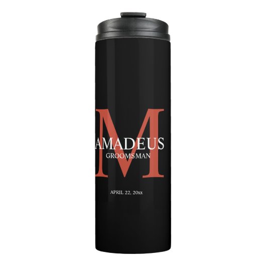Monogramm Rot-Orange-Thermaltumbler Thermosbecher (Vorderseite)