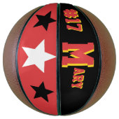 Monogramm Rot, Schwarz und Gold Basketball (Vertikal)