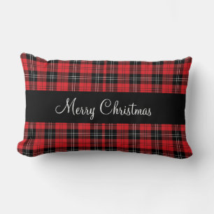 Monogramm Rot Schwarz Weiß Tartan Büffel Karo Lendenkissen