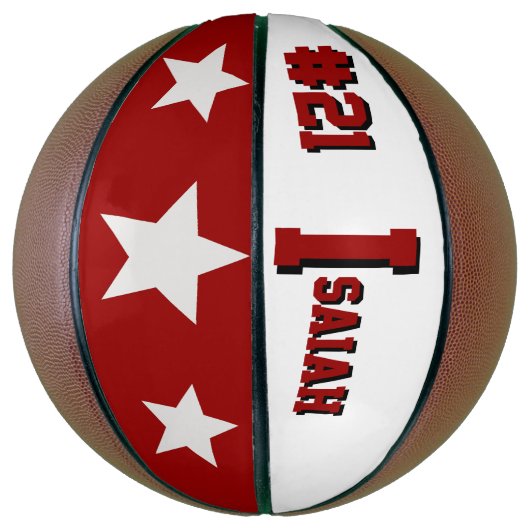Monogramm Rot und Creme Basketball (Vertikal)
