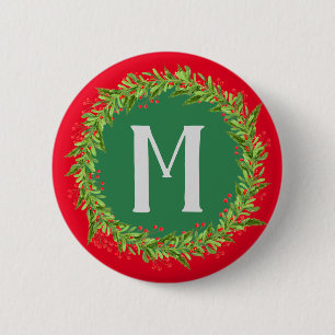 Monogramm Rot und Grün Button