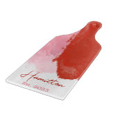 Monogramm Rot und Rosa Aquarellfarben Schneidebrett (Ecke)